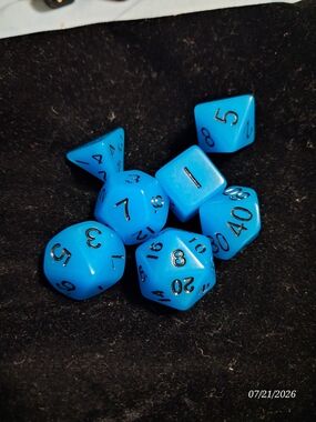 Source Unknown Bright Blue Polyhedral RPG Dice Set